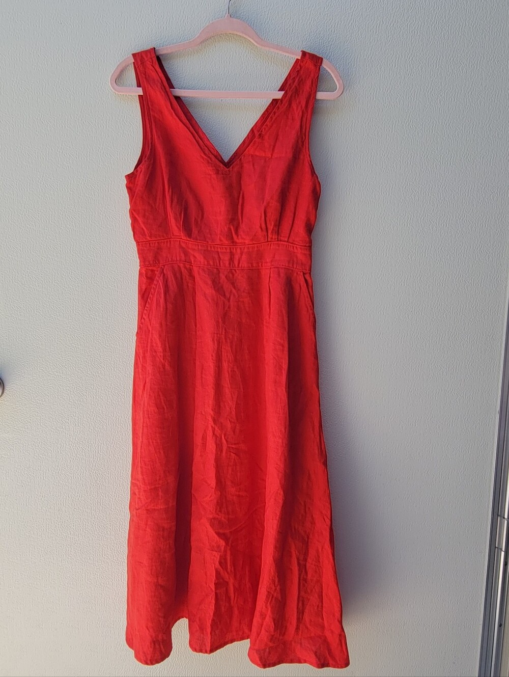Cynthia Rowley Red V-Neck Midi Dress Women US 6.